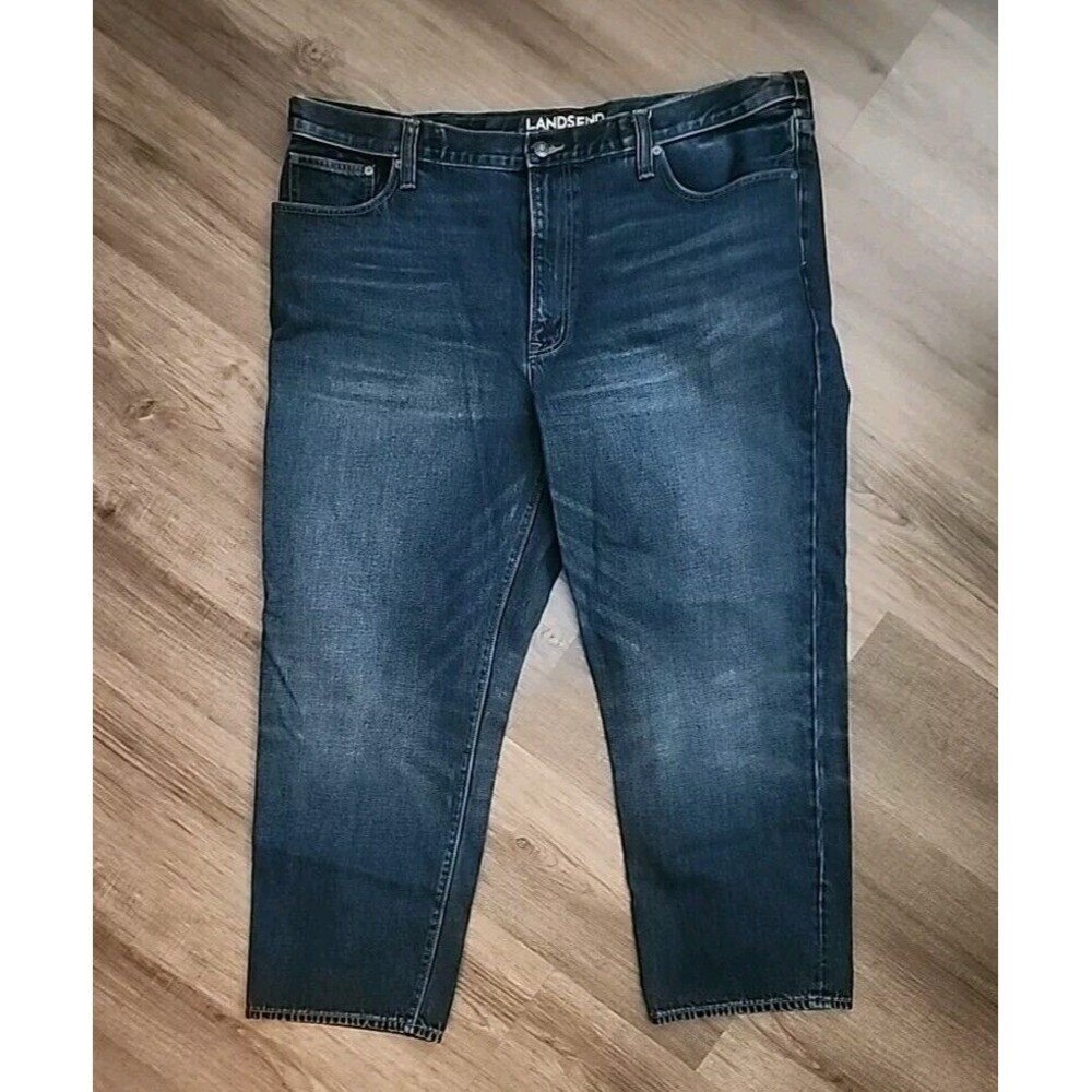 Lands' End Womens Jeans 42 Straight Traditional Fit Dark Wash